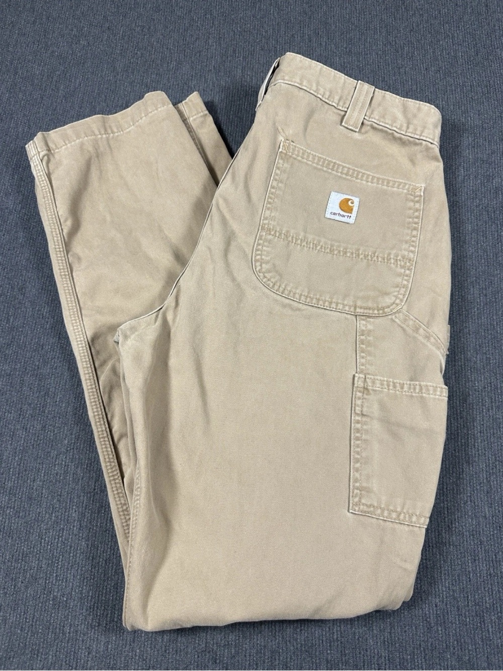 Carhartt Relaxed Fit Work Pants Tan Khaki Mens 35x31 Duck Carpenter B324 DKH